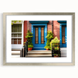 Abstract art print featuring geometric patterns in muted grays and whites, framed in silver, ideal for dining room decor.