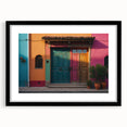Extra large abstract art print featuring vibrant, textured colors on a black framed canvas, ideal for living room decor.