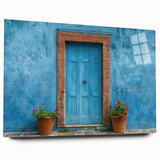 Large abstract wall art on acrylic glass featuring a blend of geometric shapes in muted earth tones.