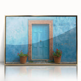 Mid-century modernist art deco poster depicting a gold door design on a framed acrylic, suitable for nursery or modern decor.