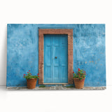 Large black and white photo of an ornate door on stretched canvas, ideal for kitchen wall art or bedroom decor.