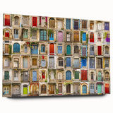 Large abstract wall art on acrylic glass featuring a blend of muted gray and blue tones.