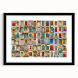 Extra large abstract art print featuring vibrant, colorful textured patterns on a black framed canvas.