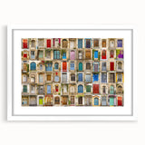 Extra large abstract art print with textured design in neutral tones, framed in white, ideal for living room decor.