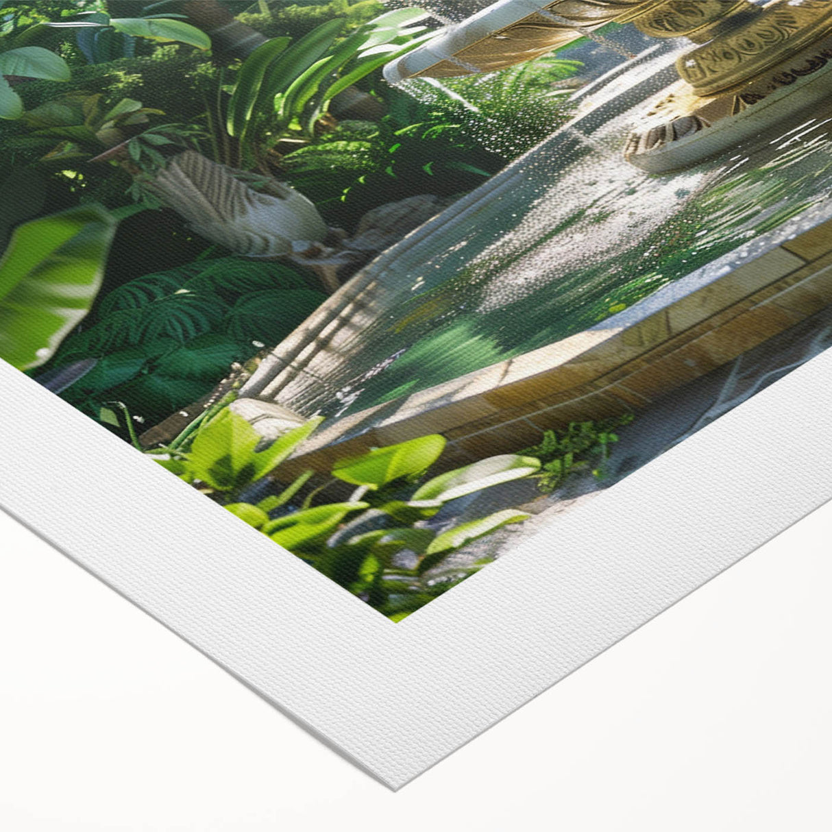 Art Deco poster featuring a monochrome architectural fountain design on rolled canvas, suitable for dining room wall art.