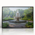 Large abstract wall art featuring a mid-century modernist fountain design in black and white, acrylic framed print.