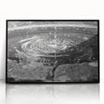 Large abstract wall art featuring a geometric fountain design in black and white tones, framed acrylic.