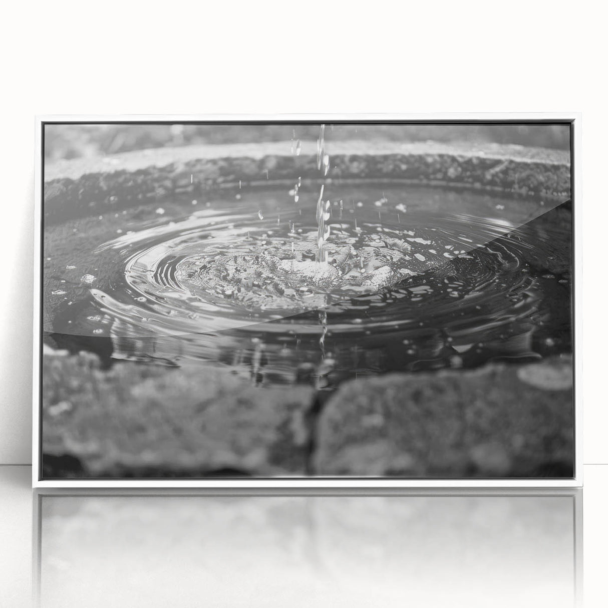Art Deco poster featuring a white fountain design on a framed acrylic, ideal for nursery wall art.