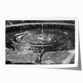 Extra large rolled print of an architectural fountain design in muted gray tones, ideal for art wall dining room decor.