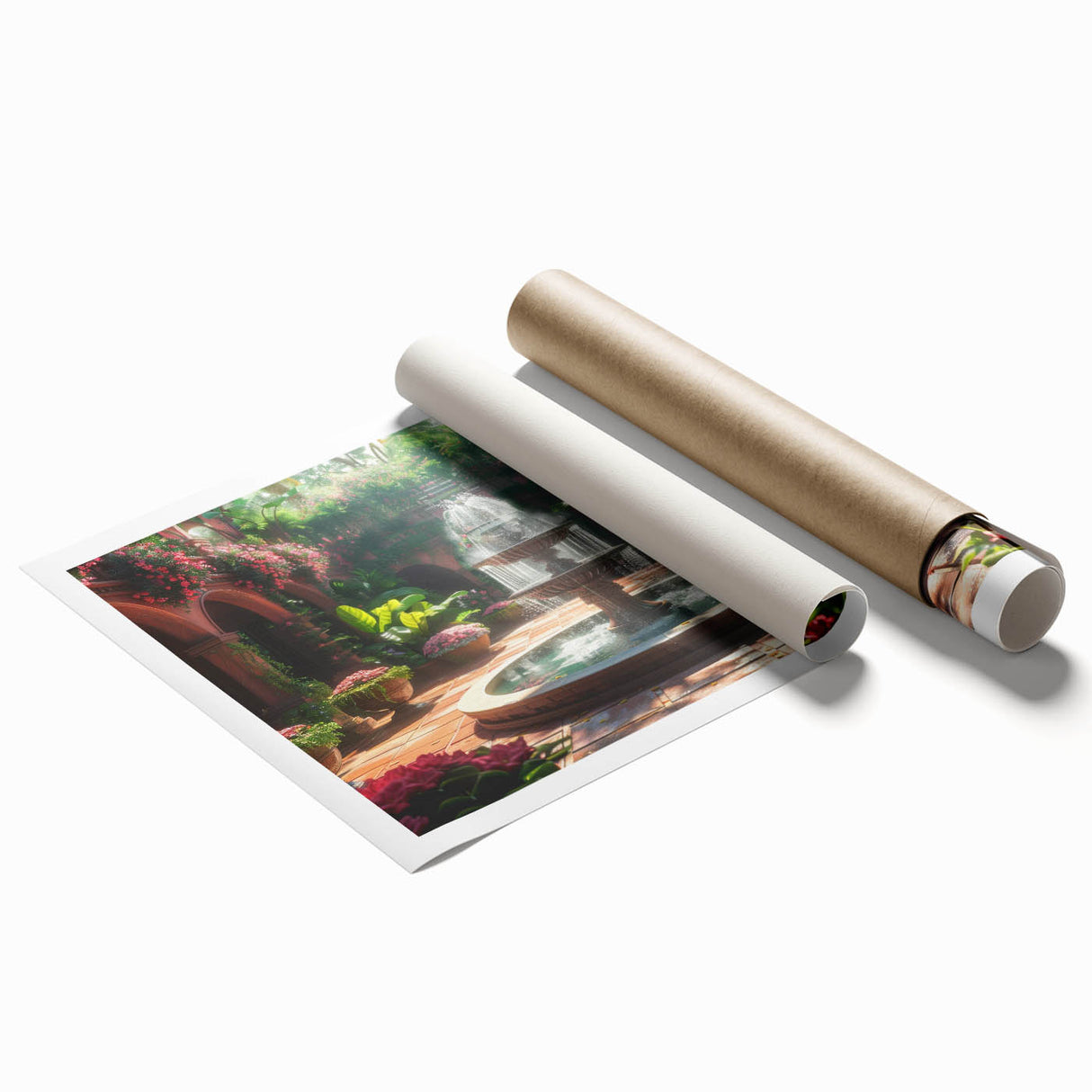 Extra large rolled print featuring a detailed floral design in soft pastel shades, ideal for classy bathroom wall art.