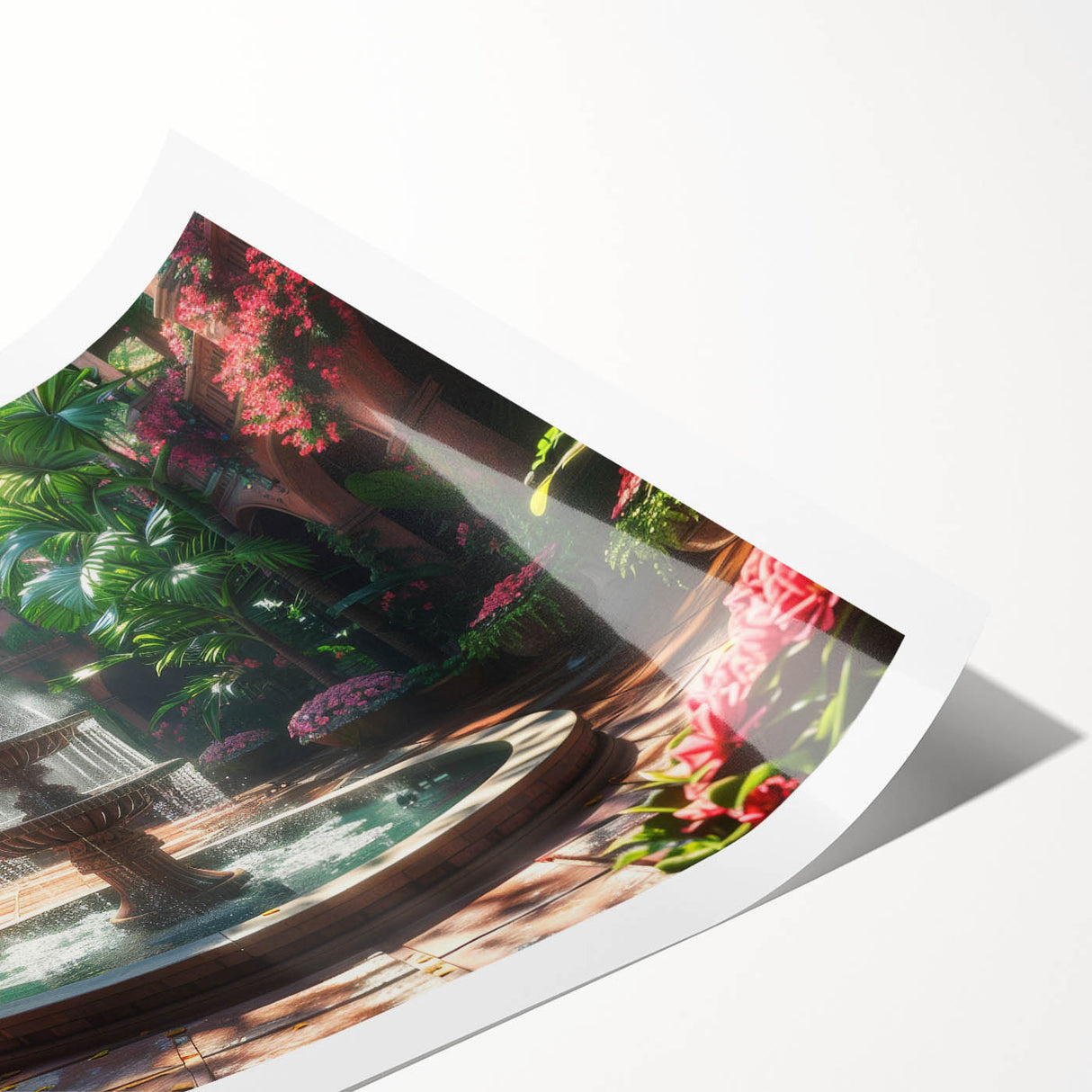 Extra large wall art featuring line art flowers in black on a white background, rolled print format.