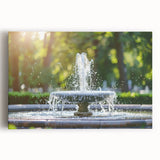 Black and white large art print of an architectural fountain design on stretched canvas, suitable for kitchen wall art.