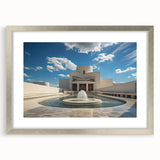 Textured abstract art print featuring geometric shapes in muted gray, framed in silver, ideal for modern bedroom decor.