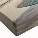 Large art of a black and white landscape painting on stretched canvas, featuring an architectural fountain design.