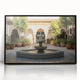 Large abstract wall art featuring a black and white architectural fountain design on acrylic, framed.