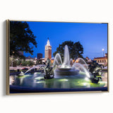 Framed canvas featuring a vintage landscape painting with black and gold tones, ideal for bedroom wall decor.