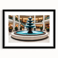 Extra large abstract art print featuring a colorful, textured fountain design on a black framed canvas.