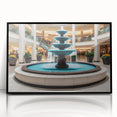 Large abstract wall art featuring a fountain design in muted gray tones on a framed acrylic.