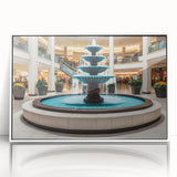 Framed acrylic print of an art deco fountain design in monochrome shades, ideal for modern art wall decor in a nursery.