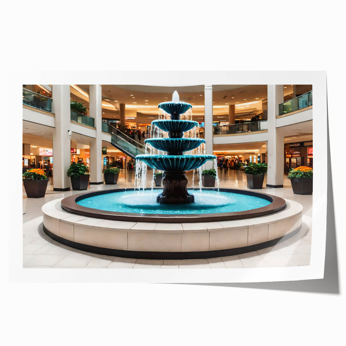 Extra large rolled print featuring a detailed architectural fountain design in muted earth tones.