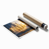 Extra large rolled print of an architectural fountain design, featuring muted earth tones.