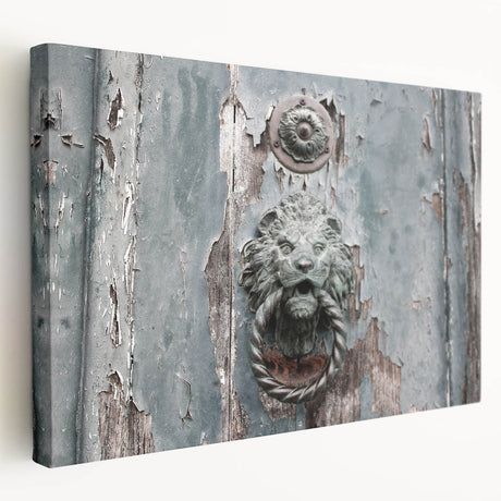 Large abstract cityscape on stretched canvas with muted gray and blue tones, ideal for kitchen wall art.