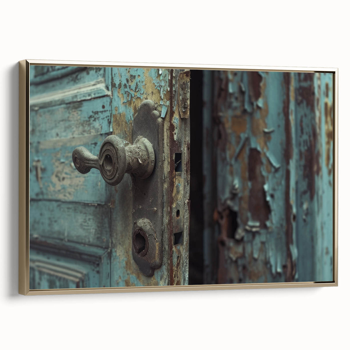 Framed canvas of a vintage landscape painting with colorful art on a black background, ideal for living room decor.