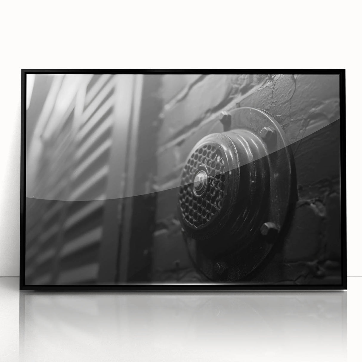 Large abstract wall art in black and white, framed in acrylic, ideal for modern art wall decor.