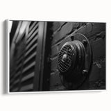 Framed canvas featuring a black and white vintage poster art of a landscape, ideal for bedroom wall decor.