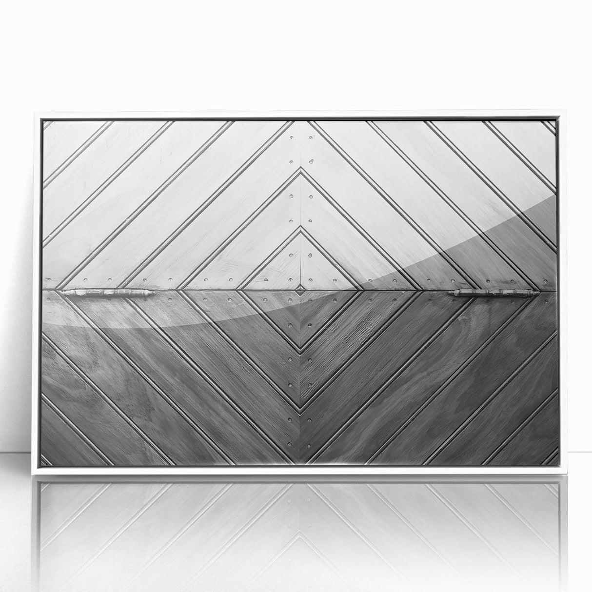 Large acrylic print of mid-century modernist architecture in muted monochrome, ideal for modern art wall decor.