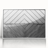 Large acrylic print of mid-century modernist architecture in muted monochrome, ideal for modern art wall decor.