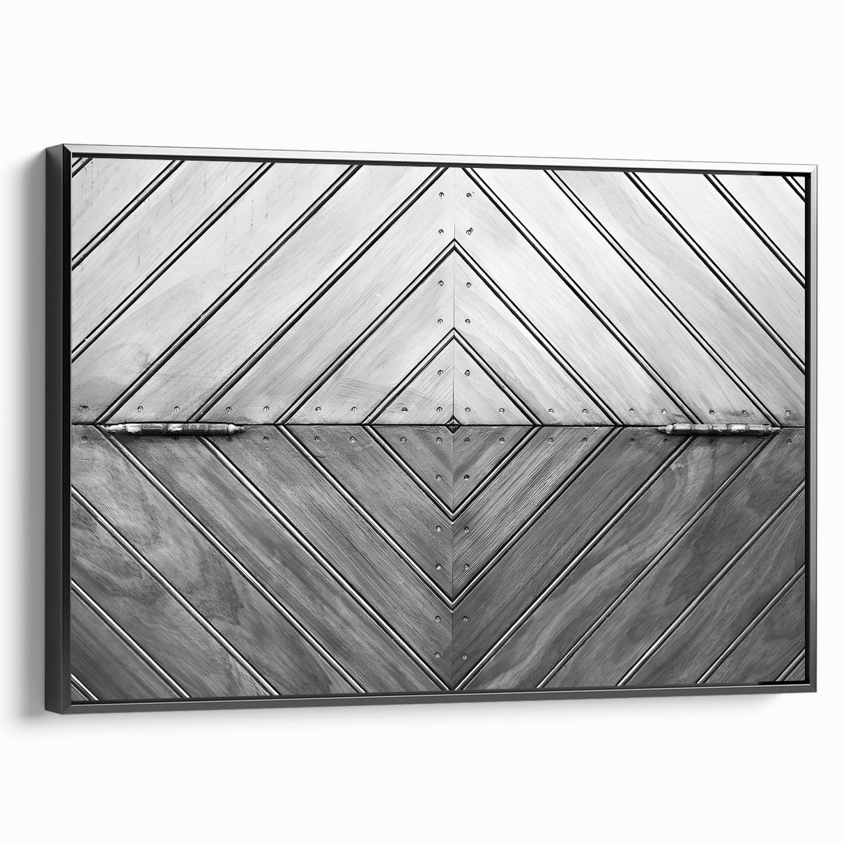 Black and white vintage poster art of a landscape, printed on framed canvas, suitable for bedroom decor.