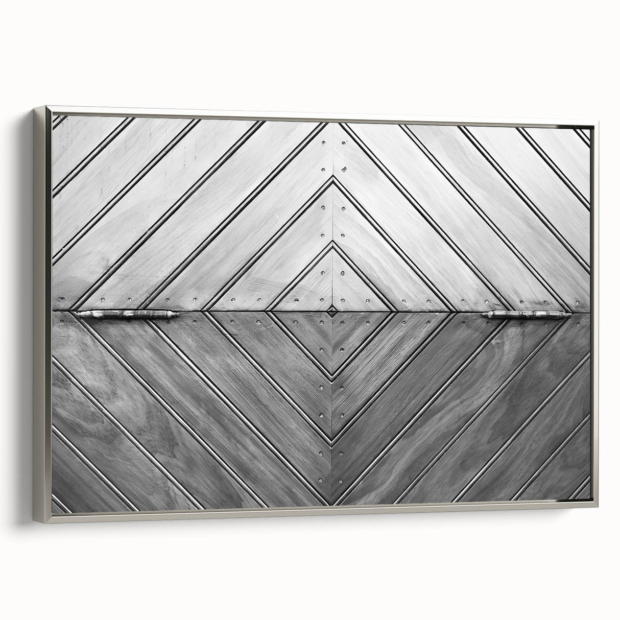 Vintage poster art of architectural hardware on a framed canvas, featuring black and colorful art.