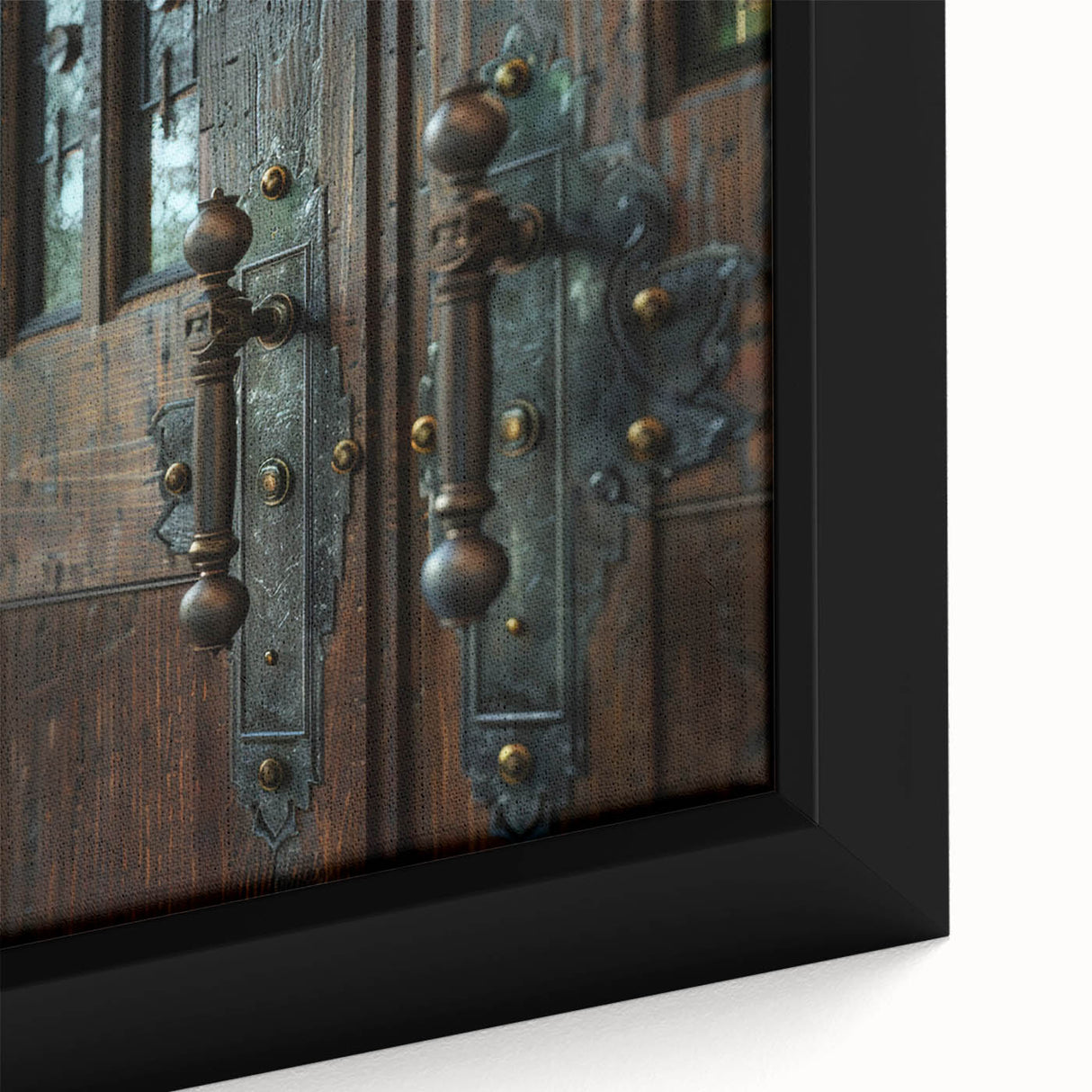 Close-up of extra large black wall art featuring colorful, textured abstract design on framed canvas.