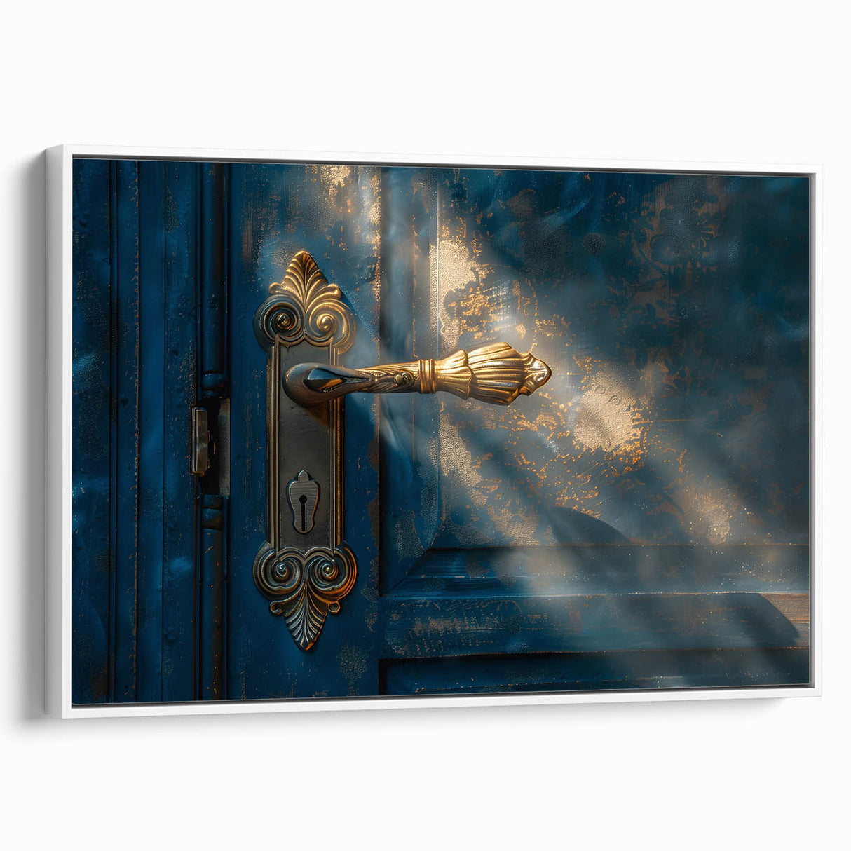 Vintage poster art of a landscape on a white framed canvas, predominantly in black tones, ideal for bedroom wall decor.