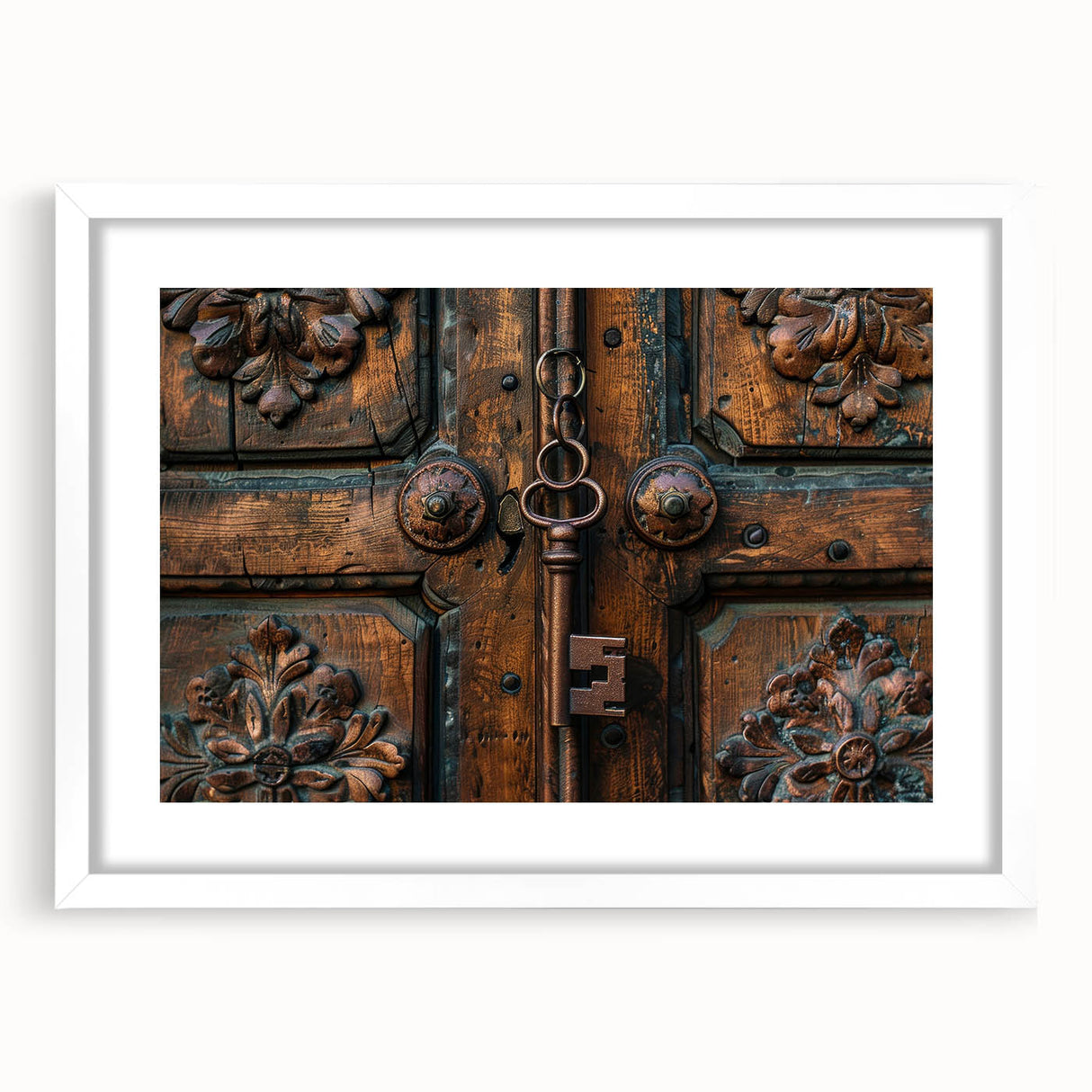 Extra large abstract art print in textured style with muted gray and blue tones on a white framed canvas.