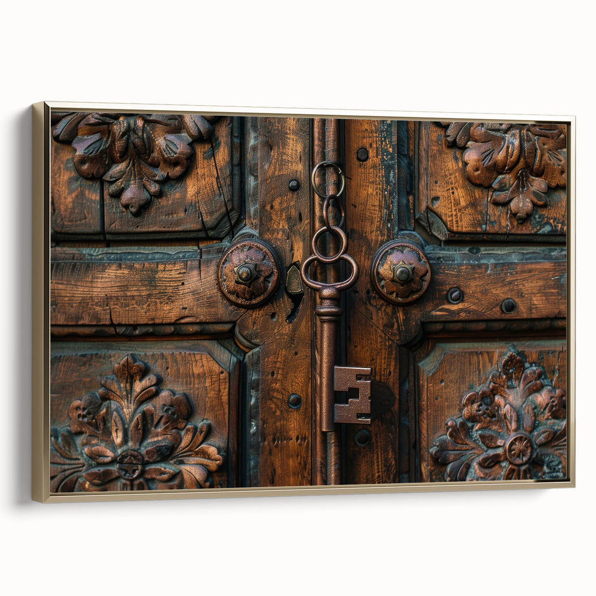 Framed canvas depicting a vintage landscape art painting with a black and colorful design, suitable for office decor.