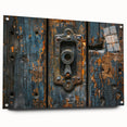 Large abstract wall art on acrylic glass depicting swirls in shades of blue and gray.