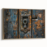 Landscape art painting of a cityscape on framed canvas, featuring vibrant colors with black and gold accents.