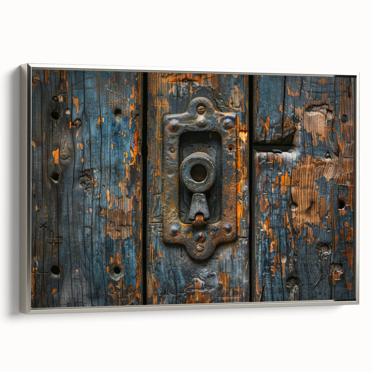 Vintage poster art featuring vibrant colorful abstract design on a large framed canvas, ideal for living room decor.