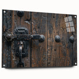 Large abstract wall art on acrylic glass, featuring swirling blue and grey tones.