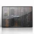 Large abstract wall art in black and gray, acrylic print in a mid-century modernist style.