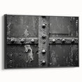 Black and white landscape painting on framed canvas, featuring vintage architectural designs, ideal for bedroom decor.