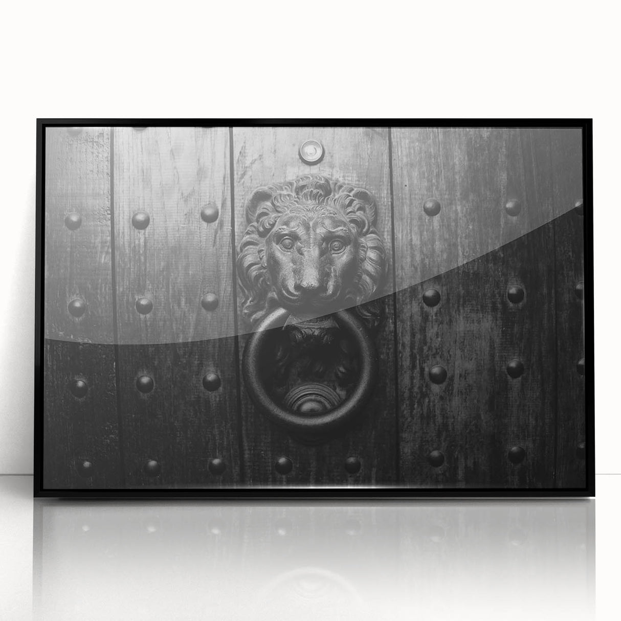 Large abstract wall art in mid-century modernist style with bold black and white patterns on acrylic.