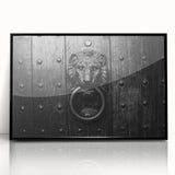 Large abstract wall art in mid-century modernist style with bold black and white patterns on acrylic.