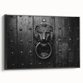 Black and white framed canvas of a vintage landscape painting, ideal for bedroom wall decor.