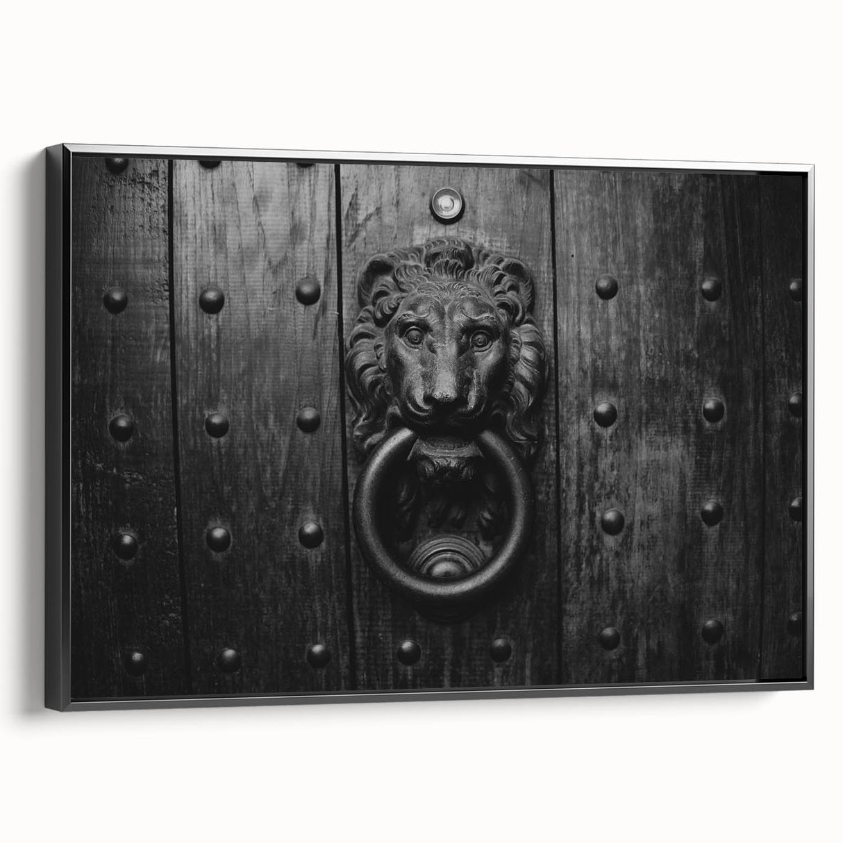 Black and white framed canvas of a vintage landscape painting, ideal for bedroom wall decor.