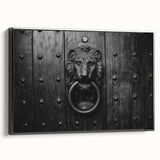 Black and white framed canvas of a vintage landscape painting, ideal for bedroom wall decor.
