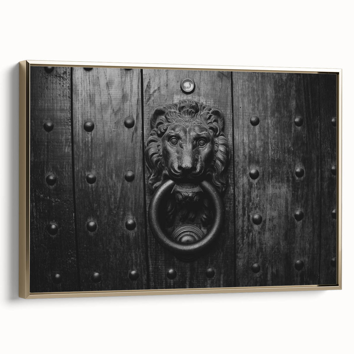 Landscape art painting of a cityscape in muted gold and black tones on a framed canvas, ideal for office decor.