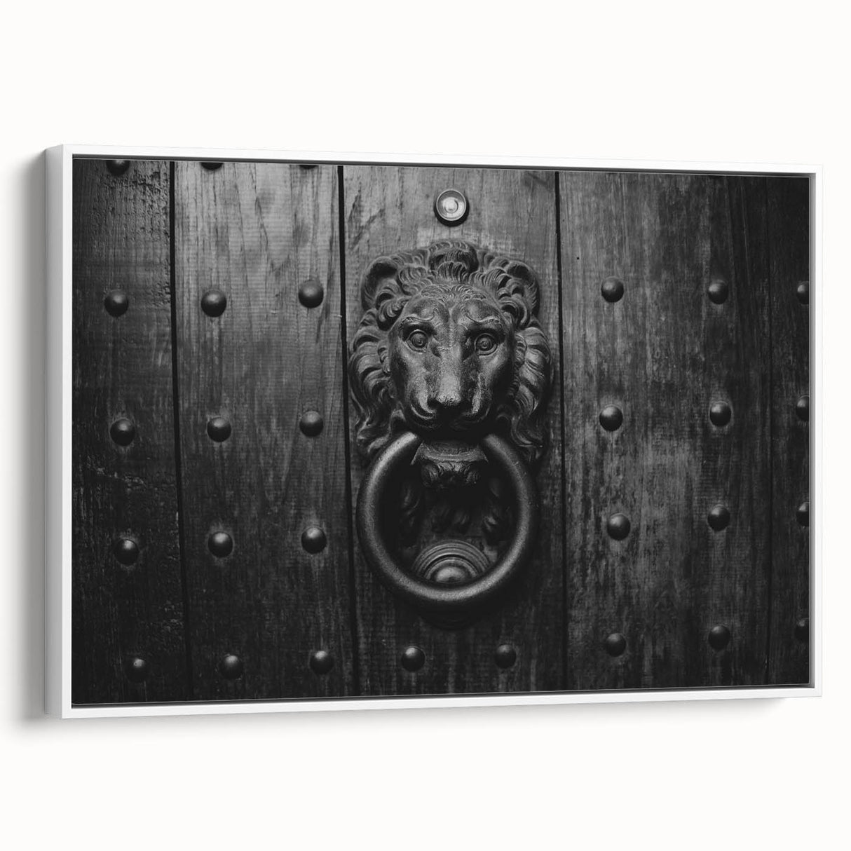 Framed canvas featuring a black and white vintage poster of a landscape, ideal for bedroom wall art.